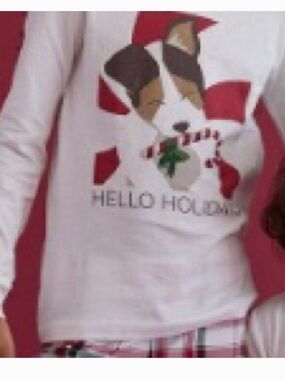 Reitmans Kids Happy Holidays Dog Long Sleeve Pajama Top White